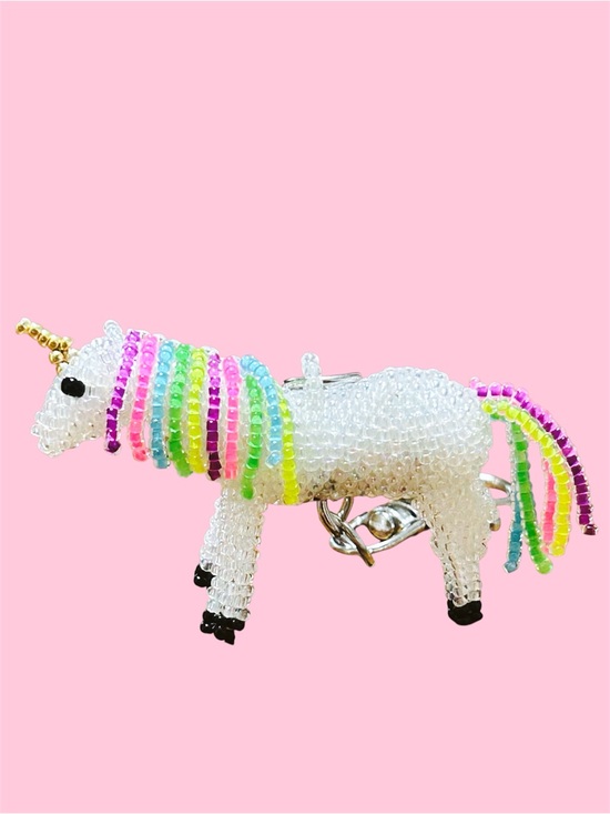 Handmade Accessories - GrandmaMia 3D Unicorn Bag Charm Miyuki Glass Seed Beads Handmade